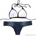 Adela Boutique Women's Swimsuit Denim Bikini Set Beachwear Jeans Shorts Bottom Halter Two Piece Bikini Swimwear Black B07D5RYNFG